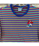 The SMURFS Men&#39;s M Embroidered Peyo Mushroom Colorful Short Sleeve T-Shirt - £15.46 GBP