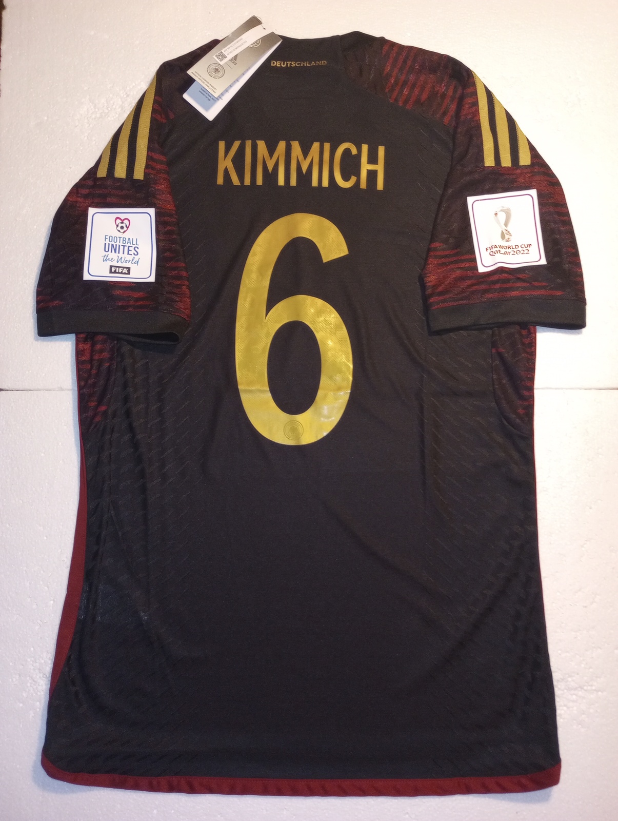 Joshua Kimmich Germany 2022 World Cup Qatar Match Slim Black Away Soccer Jersey Item image 7