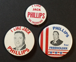 John A. Phillips NJ Freeholder Mayor Political Campaign Button Pin Lot c... - $19.99