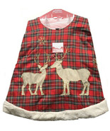 Christmas Tree Skirt Red Tartan Plaid Deer Snowflake 56” Fur Trim Satin ... - £49.73 GBP