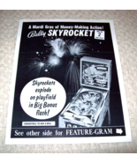 SkyRocket Pinball Flyer Original Vintage Retro Game Fireworks Artwork 1971 - £27.11 GBP