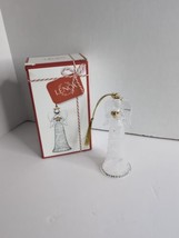 Lenox Angel Glass Ornament 6&quot; Joyous Tidings Faith Etched Glass Gold Cord  - £11.16 GBP