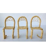 3 Dollhouse Miniature Straw Woven Chairs 3&quot; Patio Decor - £17.39 GBP