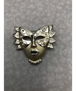 Vintage Gold Tone Masquerade Pin Brooch Stunning Estate Jewelry Mardi Gr... - €10,31 EUR