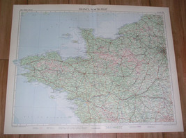 1955 Vintage Map Of Normandy Brittany Channel Islands France / Scale 1:1,000,000 - £26.69 GBP