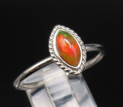 925 Silver - Vintage Twisted Rope Border Cabochon Fire Opal Ring Sz 11 -... - £25.60 GBP