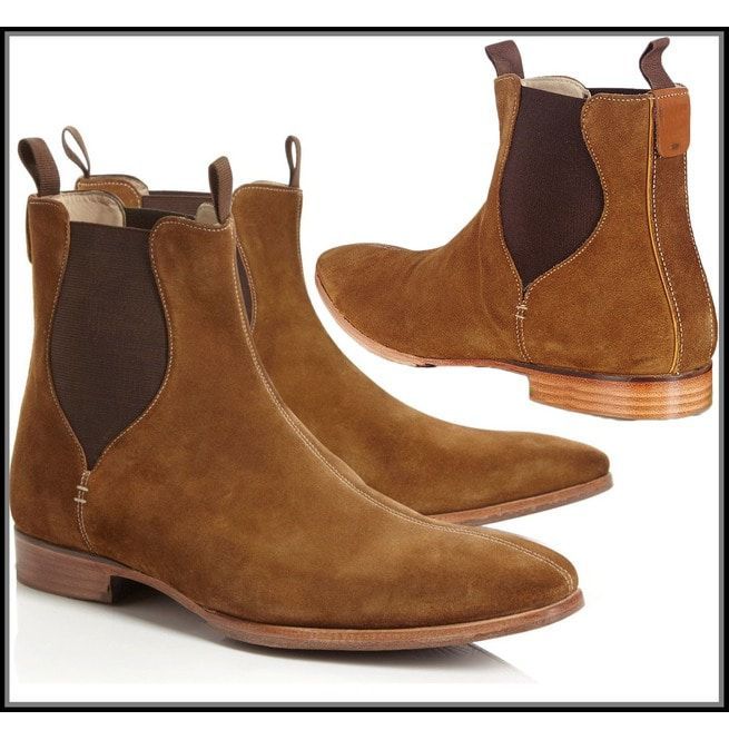 Handmade Men Brown Suede Chelsea Boot, Mens Chelsea Boot, Men Ankle Boot 2019