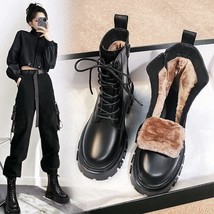 Women&#39;s Winter Combat Boots New Fur Black Platform Boots For Women Punk Gothic S - £57.90 GBP