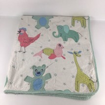 Baby Nursery Bedding Quilt Playful Animals Giraffe Elephant Blanket Vintage - $123.70