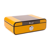 Bey Berk Carbon Fiber&quot; &amp; Yellow Lacquered 25 Cigar Humidor - £136.17 GBP