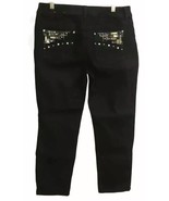 Chicos Platinum Dark Wash Stretch Skinny Jeans Gemstone Bling Pockets Si... - $34.64