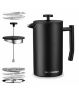 French Press Coffee Maker - Double Wall Insulated 304 Stainless Steel Co... - £43.24 GBP