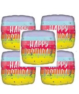 5 PACK 17&quot; Bright and Bold Birthday Square Foil Balloon - $236.82 MXN