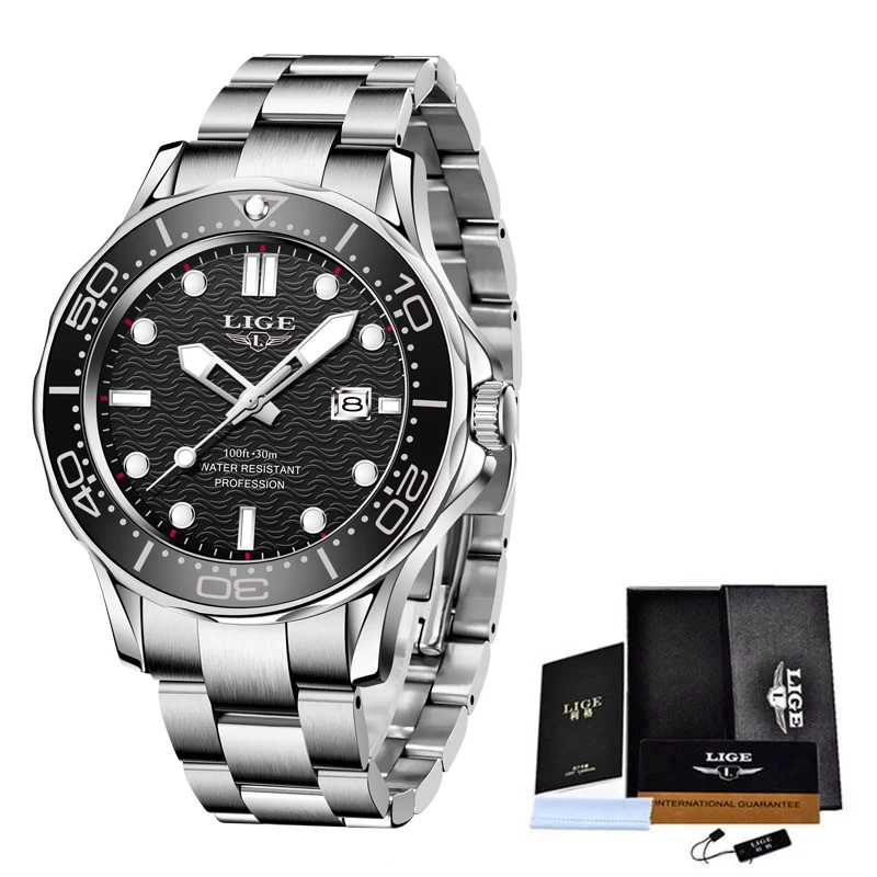New Waterproof Watch Men Top Brand Luxury Stainless Steel Men Watch Fashion Casu - £59.53 GBP