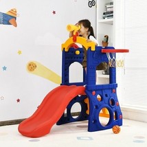 6-in-1 Freestanding Kids Slide with Basketball Hoop and Ring Toss - £220.70 GBP