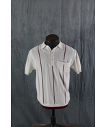 Vintage Golf Shirt - Red Stripe Textured 1/4 Button Down - Men&#39;s Medium  - $999.77 MXN