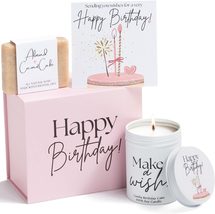 Happy Birthday Gift Box - Birthday Cake Candle &amp; Soap Basket Set, Cute Candles G - £30.78 GBP