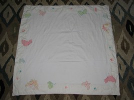 Baby Gap Girl Cotton Blanket Butterfly Pink Blue Green Yellow 36" x 36" 2004 vtg - £39.56 GBP