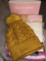 Bnwts Juicy Couture Scarf And B EAN Ie With Pom Pom Mustard B EAN Ie - £31.64 GBP