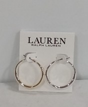 Ralph Lauren Designer Mismatch Sterling Silver 1.&#39; Hoop Earrings | 174 AW - £14.69 GBP