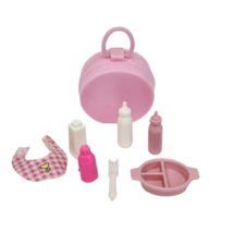 VINTAGE MATTEL BARBIE PLASTIC PINK ROUND PURSE / CASE BABY BOTTLES POWDE... - £21.83 GBP