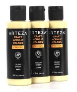 3 Bottles Arteza 4 Oz Premium Craft Acrylic Colors A602 Celery Green Non... - £19.15 GBP