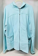 Kirkland Women&#39;s XX-Large Hoodie Jacket Shirt Light Aqua Blue/Green Zip ... - £14.60 GBP