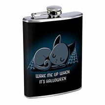 Halloween Cat Hip Flask Stainless Steel 8 Oz Silver Drinking Whiskey Spi... - £7.93 GBP