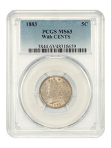 1883 5C PCGS MS63 (With CENTS) - $280.09