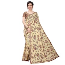 Beige Silk Saree - Traditional Indian Wedding &amp; Party Wear - Free Shipping - £35.41 GBP