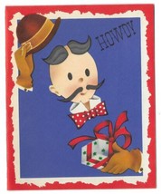 Vintage 1940s Wwii Era Christmas &amp; New Year Greeting Card Art Deco Man Howdy - £11.70 GBP