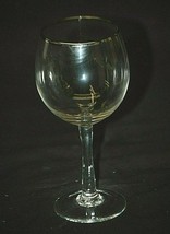 Classic Long Stem 6-1/4&quot; Clear Glass Wine Goblet w Platinum Trim Unknown Maker - £10.27 GBP