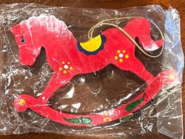 Vintage Red Rocking Horse Ornament Hand painted ornament Made in Taiwan - £9.77 GBP