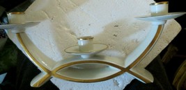 Gerold Porzellan Bavaria Candle Holder 3 Arm White Porcelain Gold Trim - £14.86 GBP