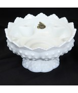 Fenton Footed Hobnail White Milk Glass 6 Candle Holder Bowl Centerpiece - £12.32 GBP