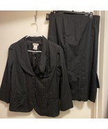 Monroe &amp; Main Women’s 2pc Pinstripe Suit Jacket &amp; Skirt 6 Black Bust 34 ... - £13.35 GBP
