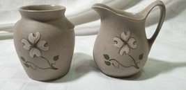 Lot Of Two Pigeon Forge Pottery Vase &amp; Creamer Pitcher Dogwood Flowers B5 - £10.79 GBP