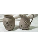 Lot of Two PIGEON FORGE POTTERY Vase &amp; Creamer Pitcher DOGWOOD FLOWERS B5 - £10.61 GBP