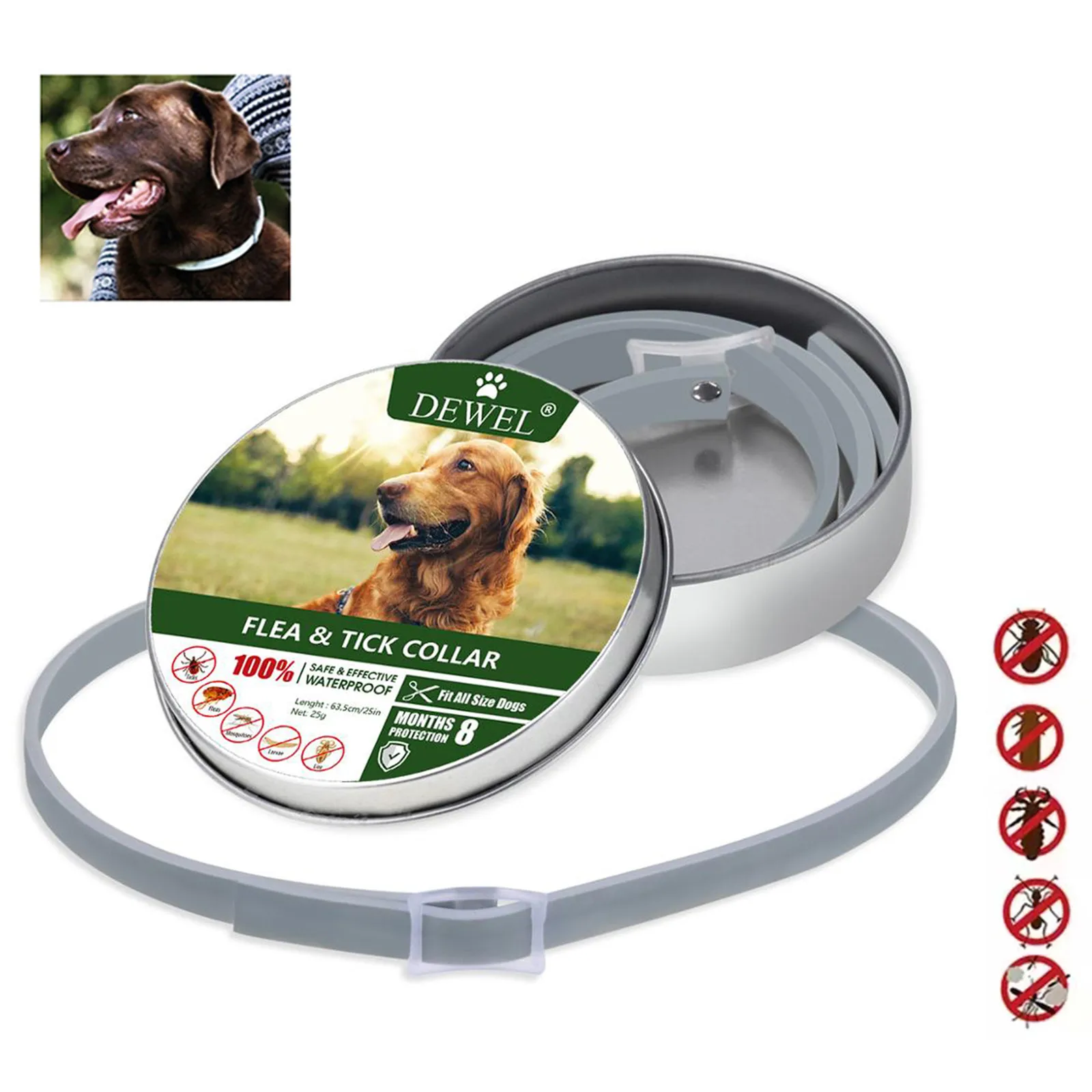 Dewel Dog Collar Anti Flea Mosquitoes Ticks Insect Waterproof Herbal Pet... - $7.26
