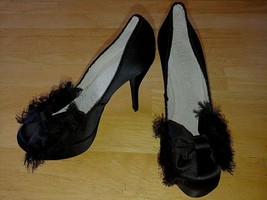 Pedro Garcia Ladies Black Stilettos W/BOW-LEATHER SOLE-6(36 EUR)-WORN 1-CUTE - £22.14 GBP