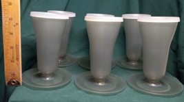 6 Vintage Tupperware Tall Jello/Pudding/Parfait Cups 754 w/ Lid 296 (3 P... - $5.50