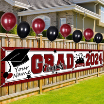 Maroon Graduation Decorations Class of 2024 Graduation Yard Sign Banner with 20P - £14.93 GBP