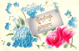 1910 Embossed Postcard - Hand Tinted - &quot;Greetings Sincere&quot; - $7.92