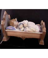 lladro baby cradle statue - little girl and doll figurine - signed - gir... - £231.75 GBP