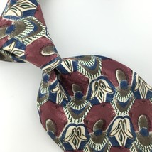 EMODA MADE IN ITALY ABSTRACT Plum/Red BLUE Silk Men Necktie I18-557 Tie EUC - $16.82