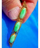 Earth mined Jade Antique Deco Brooch Victorian Filigree Solid 14k Gold B... - $2,465.25