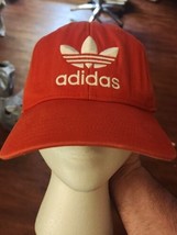 Red Adidas Baseball Cap Trefoil Logo hat osfa snapback athletic adjustable - $11.60