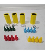 Parcheesi Replacement Pieces 4 Of Each Color Markers 8 Dice 4 Cups Vtg - $253.15 MXN