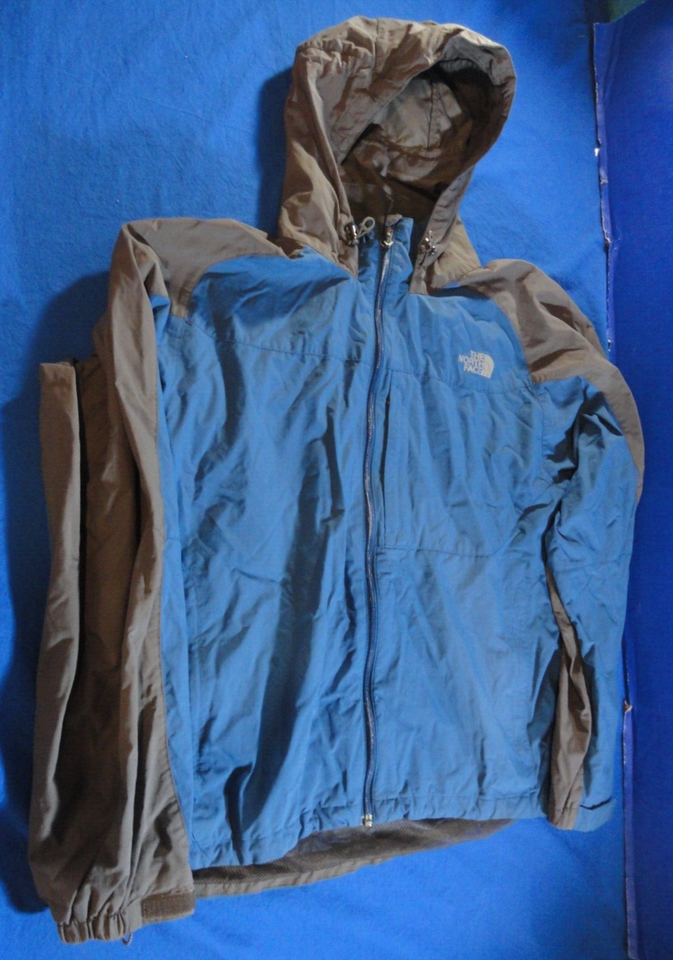 THE NORTH FACE MEN&#39;S BLUE GRAY HIKING EXPLORE RAIN WET WEATHER ZIP UP JA... - $45.89