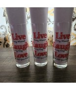 Libbey Crisa 6.5” Highball Glass &#39;Live Laugh Love&#39; Red Print - $11.00